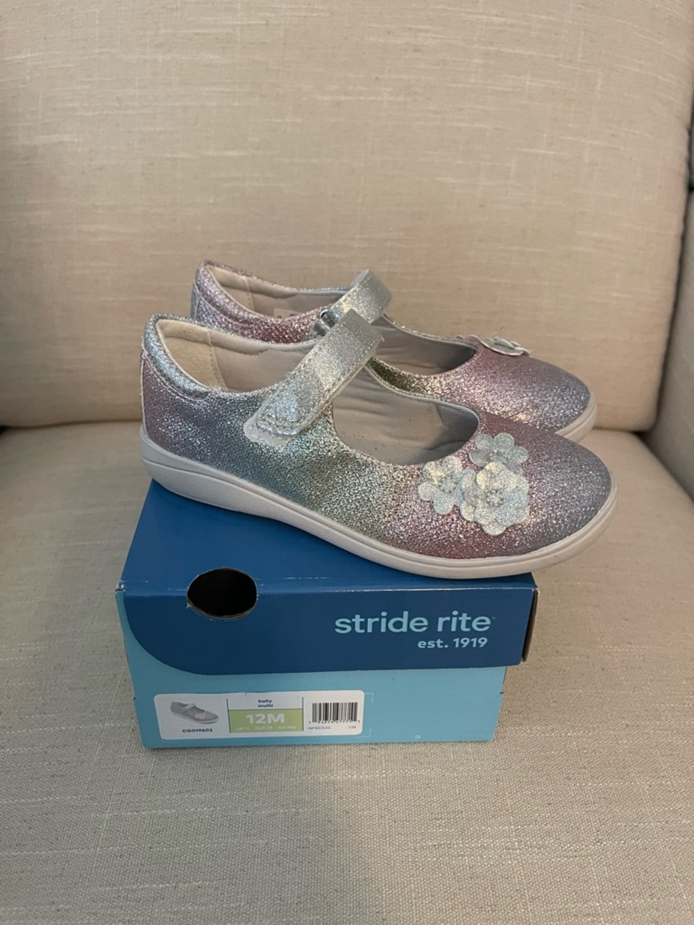 Stride Rite Sparkle Mary Jane Shoes Sz 12 Like New